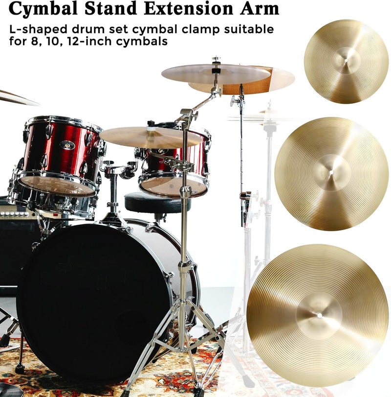 RANMING Drum Set Mounting Clamp Cymbal Stand Extension Arm L Cymbal Clamp for 8-12 Inch Splash Cymbals,Adjustable Cymbal Arm Fits 15-33mm Cymbal Stand, Drummer Beginner Percussion Accessories - Image 4